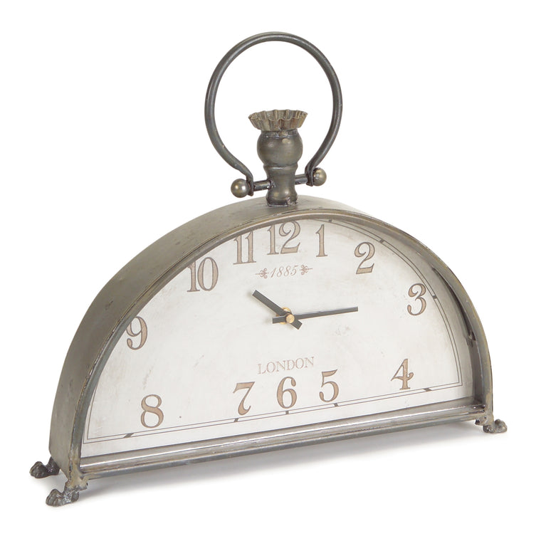 Mantle Clock 15"Lx13"H Metal/Glass (1 AA Battery, Not Included)