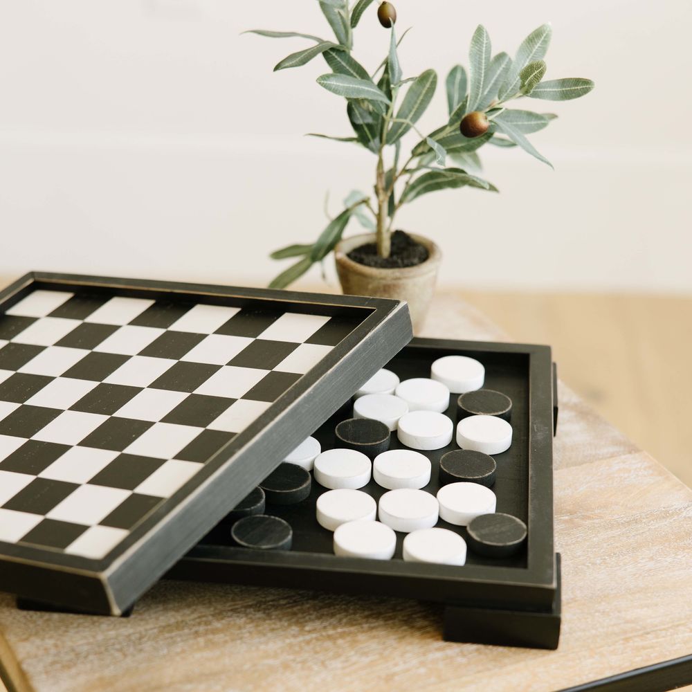 Wooden Checkerboard for Family Fun